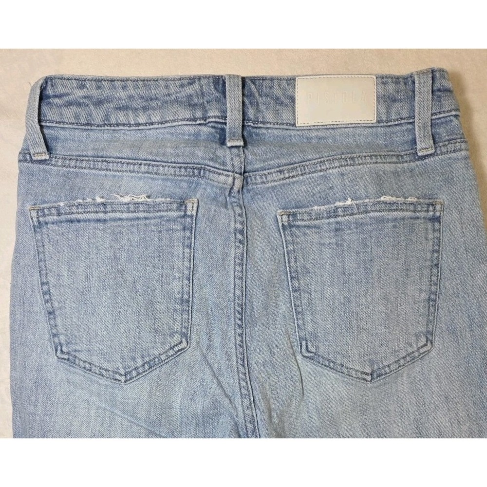 PISTOLA Monroe Crop Womens Jeans DISTRESSED HIGH RISE Light Wash Size 26 - Picture 8 of 10